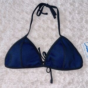 NWT California Waves Mesh Black & Blue Bikini Top Sz L/XL